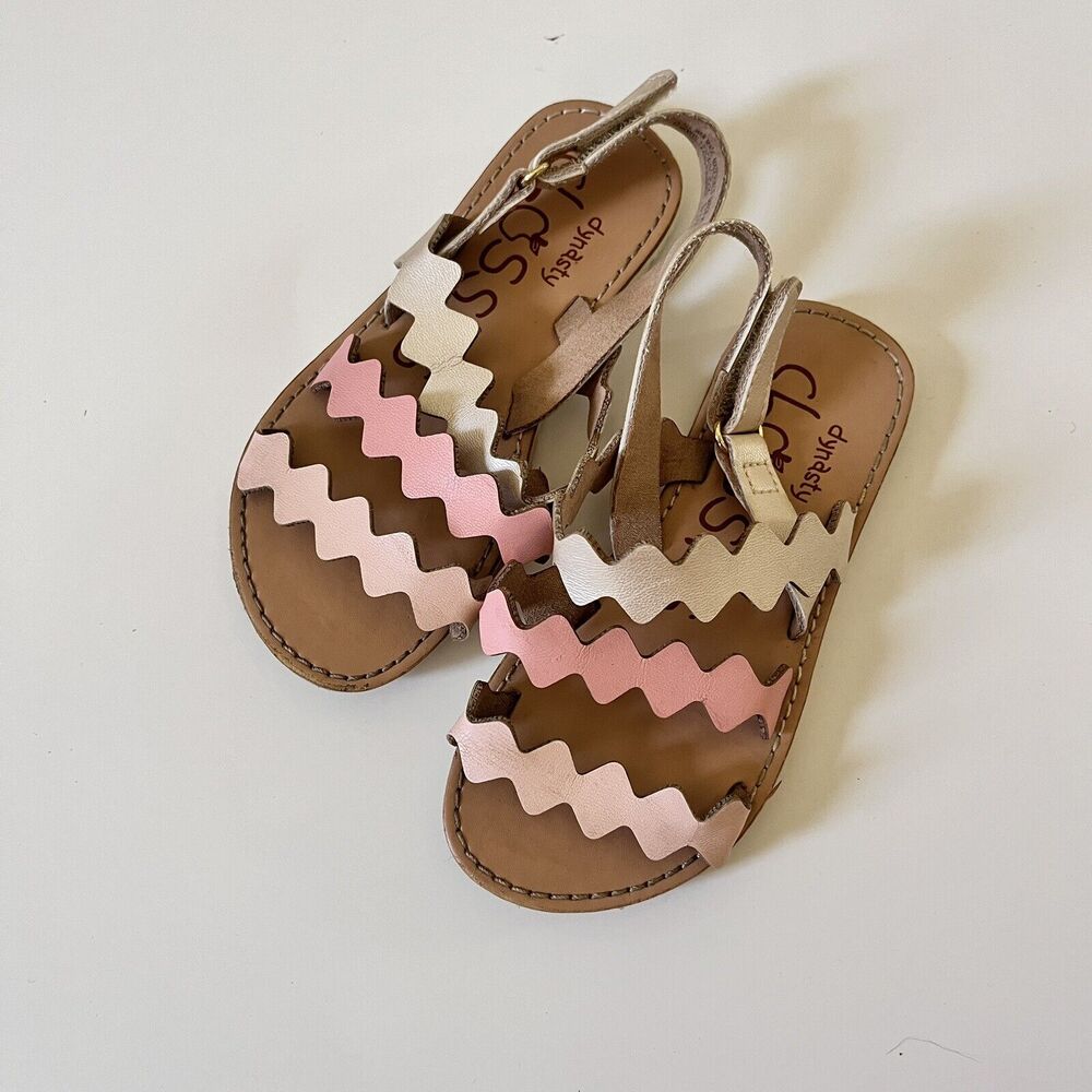 Dynasty Classics Toddler Girls Pink & Beige Ankle Strap Sandals - Size 9